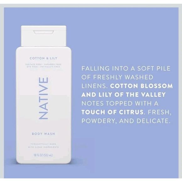 Native Body Wash Contains Naturally Derived Ingredients Unisex Cotton & Lily s2 - Picture 4 of 5